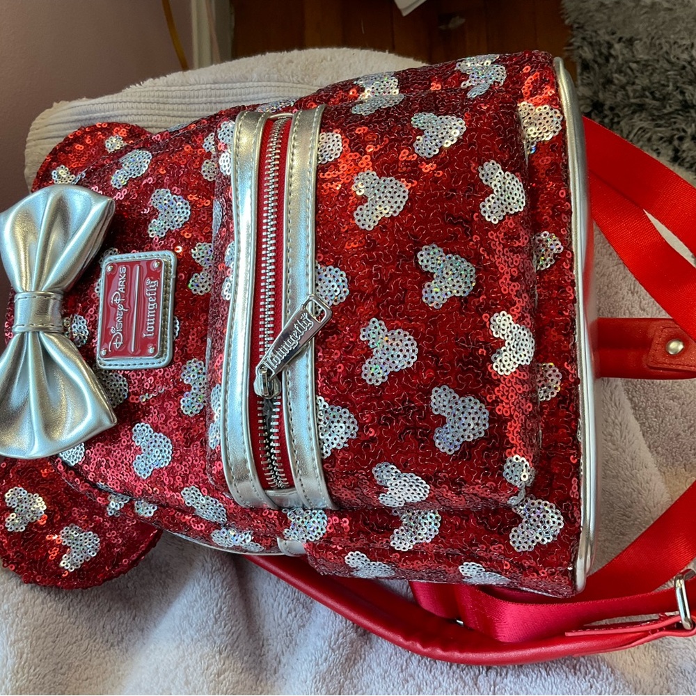 Disney Red and Silver Sequin Woman’s Backpack - Picture 7 of 7